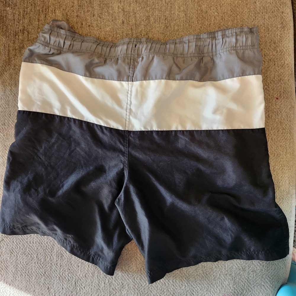OP Men's Black, Gray, and White Swim Trunks - Picture 2 of 3